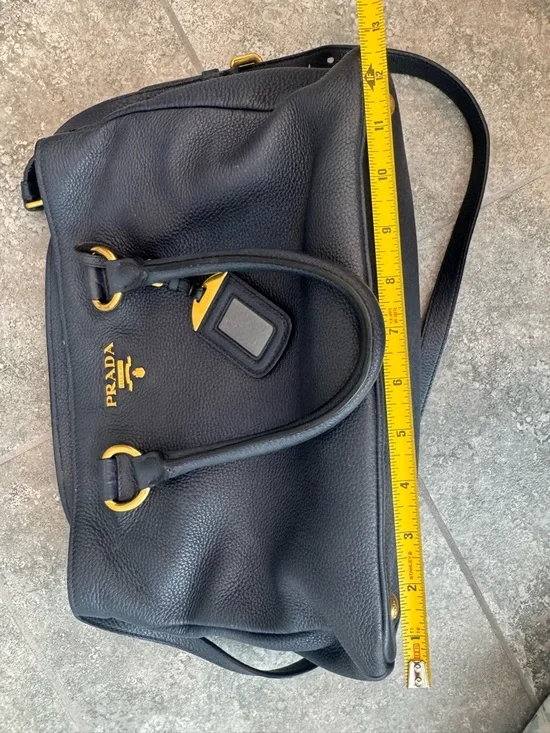 Prada Vitello Daino Bluette Calf leather Tote crossbody shoulder Bag pre owned - Picture 6 of 17